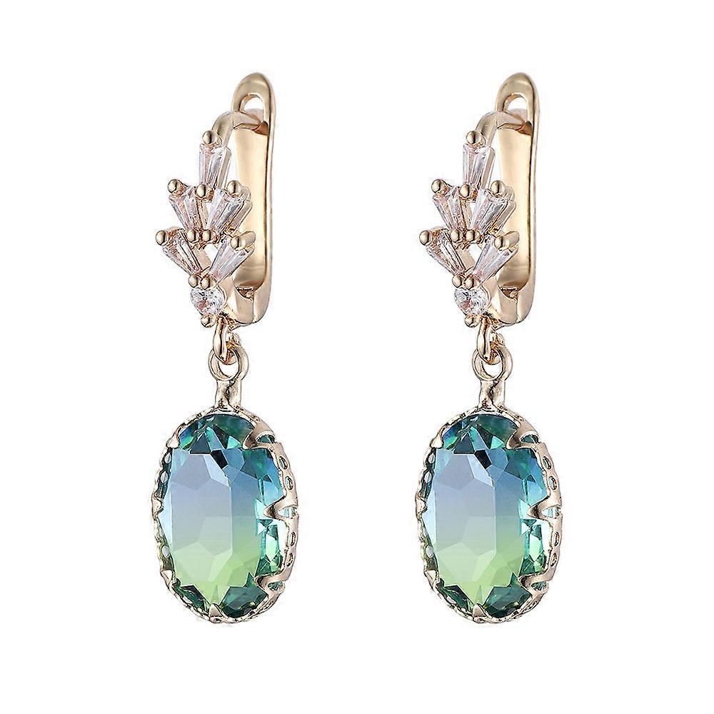 Gold Plated Created Gemstone & Diamond Accent Drop Earrings