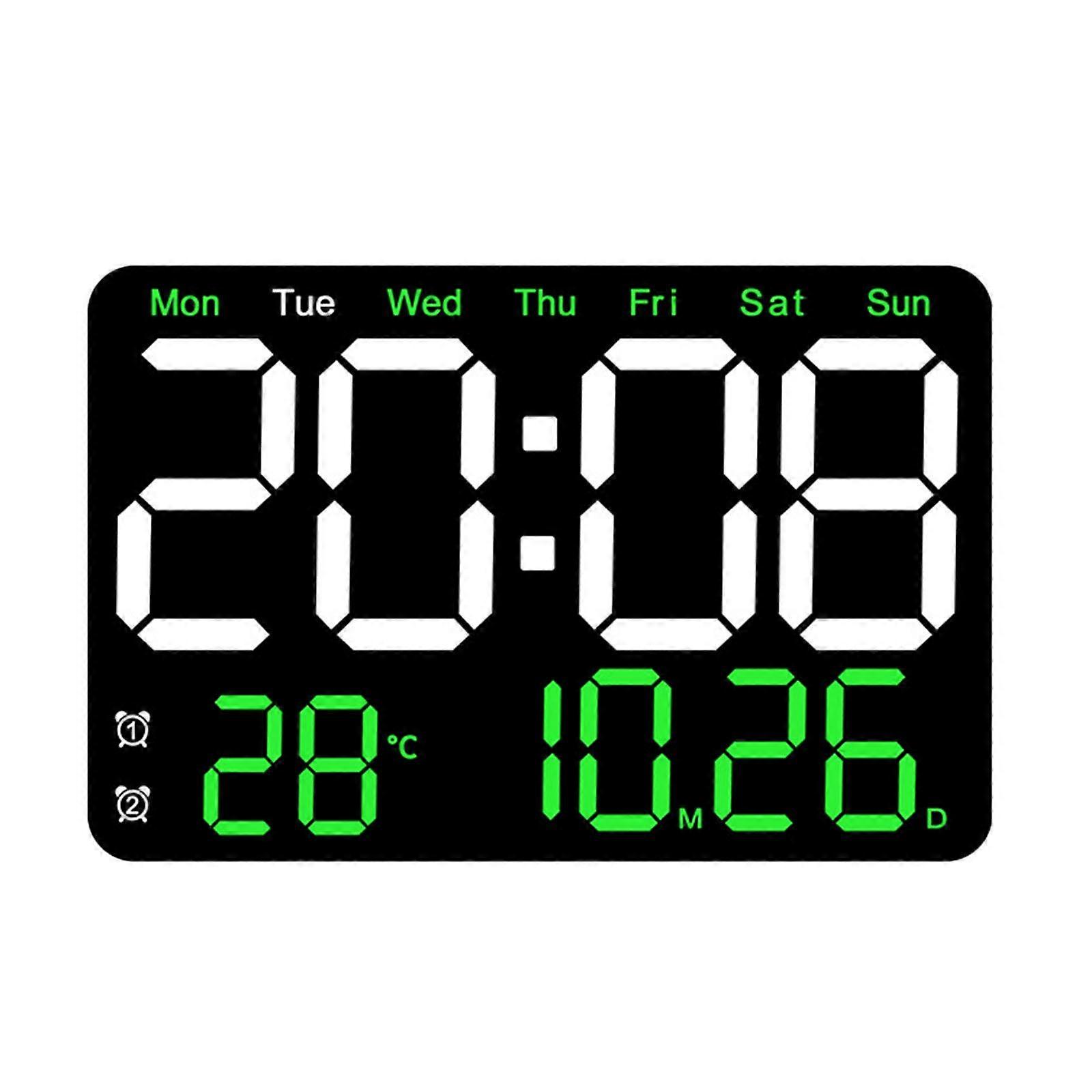 Digital Alarm Clock Calendar Clock Electronic Table Clock 10 Level Adjustable Brightness for Classroom Shelf Living Room Home