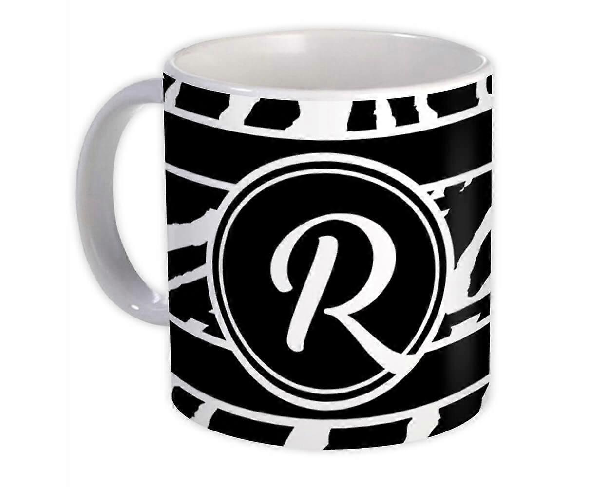 Geschenkbecher: Monogramm Buchstabe R Zebra