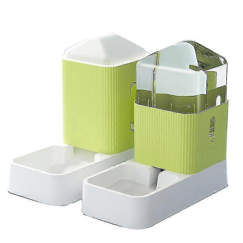 Cat Feeders And Cat Water Dispenser Set 2 Packs Cat Feeders Green