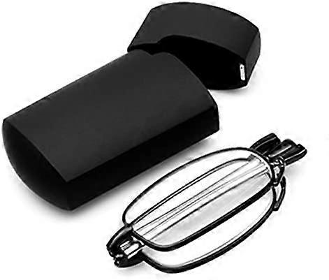 REFURBISHHOUSE Portable 1 Pairs of Compact Folding Reading Glasses with Mini Flip Top Carrying Case for Fashion Men and Women Rotation Eyeglass +1.5 B