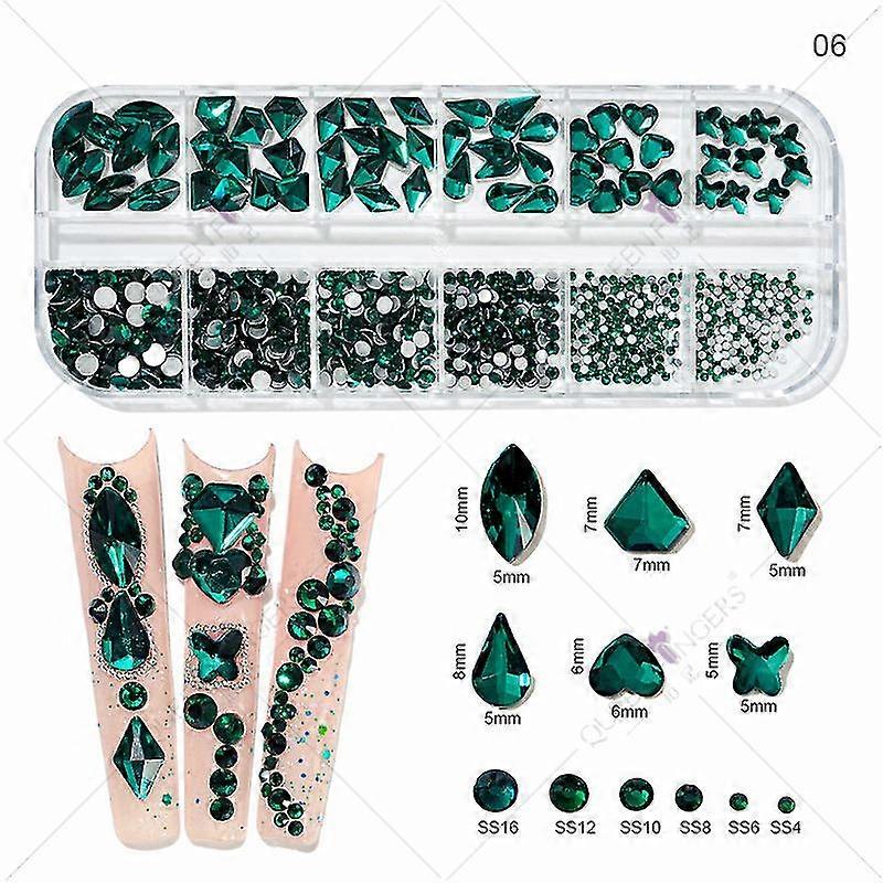 3d Glitter Nail Art Ab / coloré Hotfix Strass Flatback Crystal Diamond Gems Multi Size12 Gird