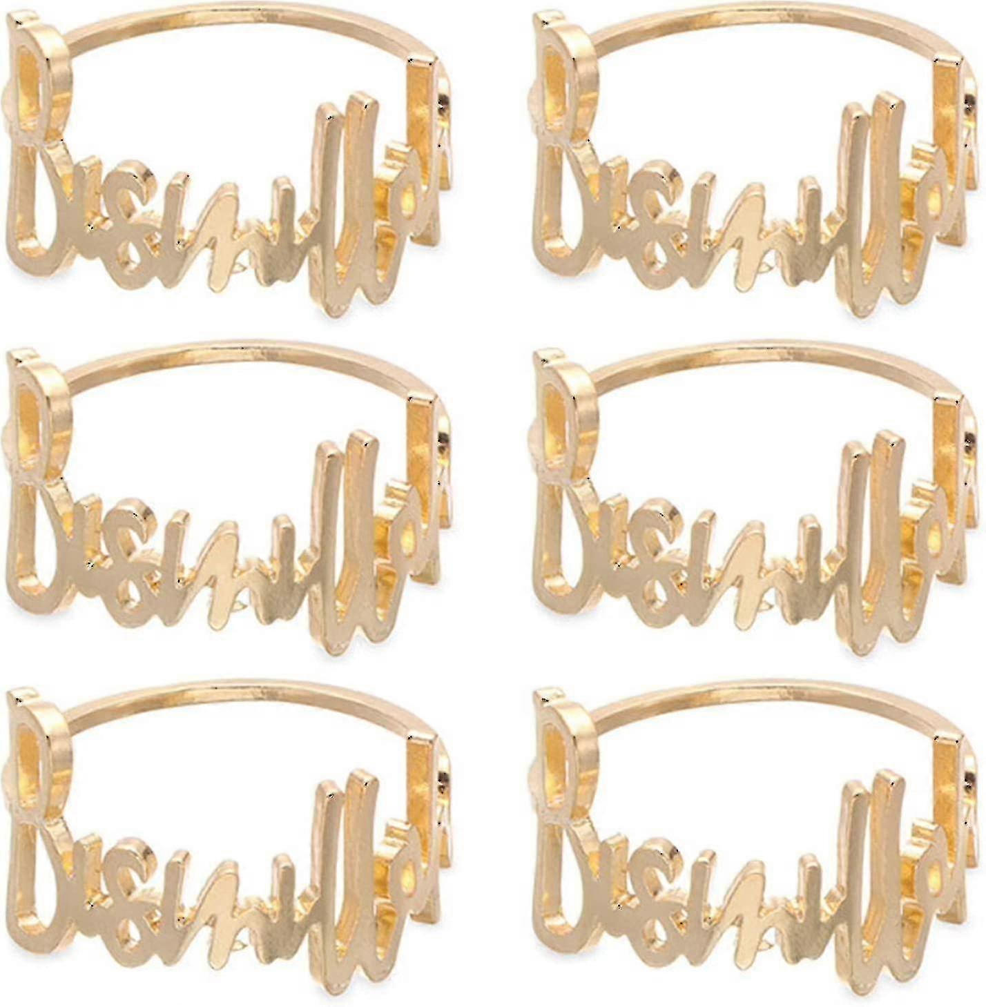 ナプキンリング 6個入り ビスミッラー文字 メタルナプキンリングセット アルファベットナプキンバックルホルダー テーブルデコレーション ウェディングパーティー用