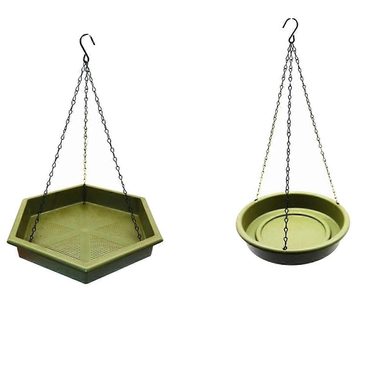 Hanging Bird Feeder Tray with Water Draining Plastic Bird Bath Tray & Feeder No Tilting Bird Feeder Hanger for Outside
