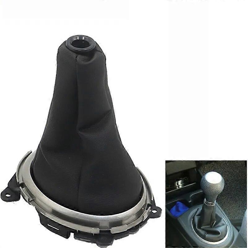 Manual Leather Car Shift Gear Knob Lever Gaitor Boot Cover + Frame For Honda Fit Jazz 2009 2010 2011 2012 2013 2014 2015