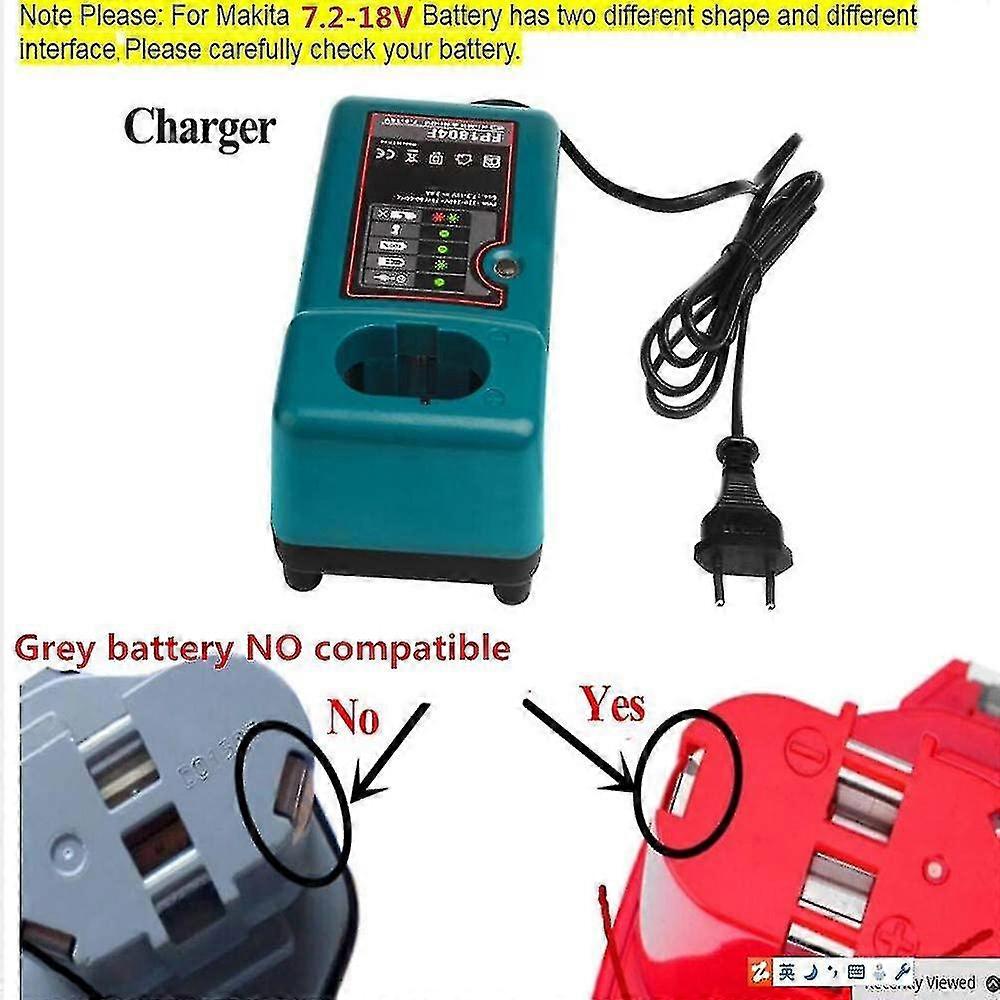 Caricabatteria Per Makita 7.2V-18V | Compatibile DC1414T DC1804 | Per Batterie Ni-MH E Ni-Cd
