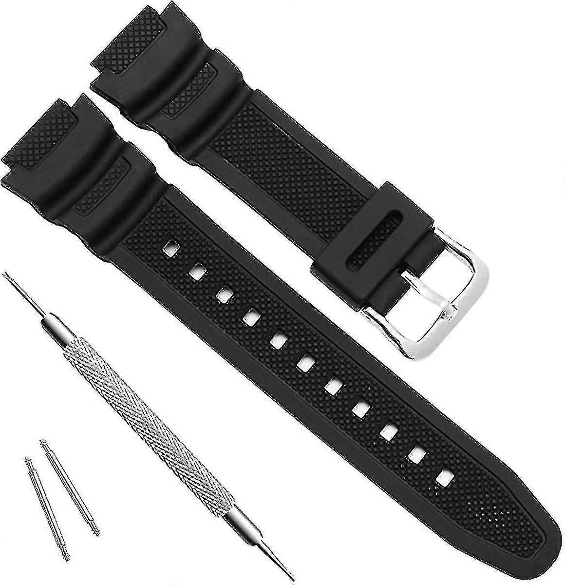 Waterproof Natural Resin Replacement Watch Band For Casio Aq- S800w Sgw-300h Mrw-200h Ae-1200 W-800h W-735h( Color : Black )