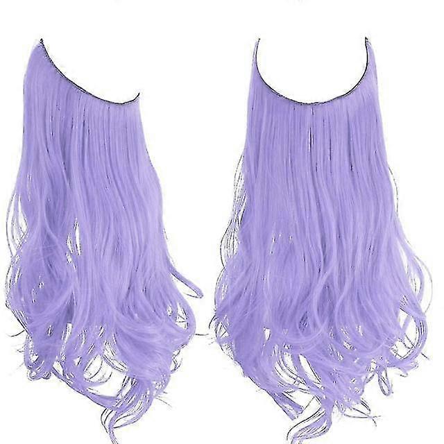 Justerbar hovedbøjle Invisible Wire Hair Extensions fremhæver langt krøllet syntetisk hårstykke til kvinder varmebestandig fiber