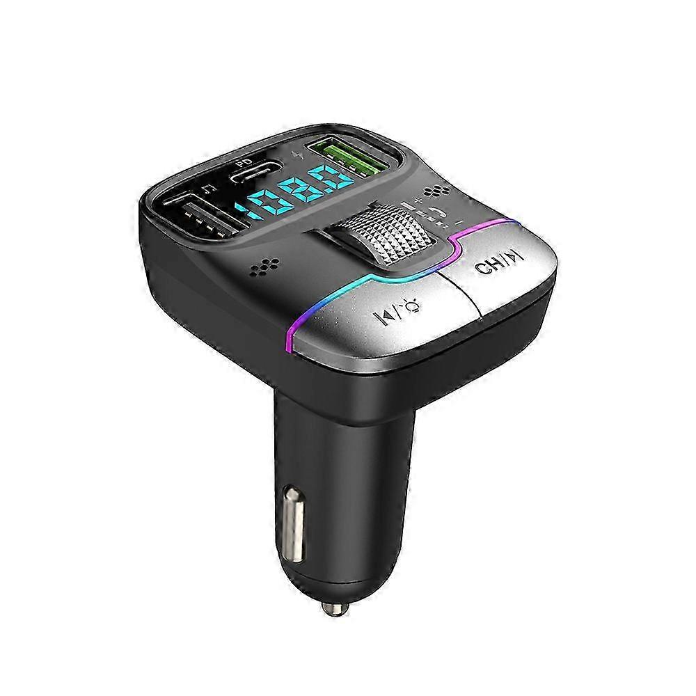 Car Bluetooth5.3 FM Transmitter Wireless USB PD Adapter MP3 Player Quick Charger