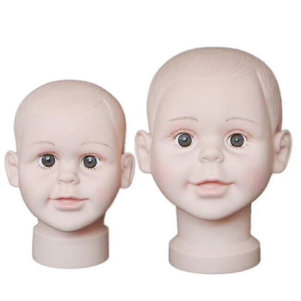 2x Pvc Child Mannequin Manikin Head Model For Wig Hat Show Stand Display Rack