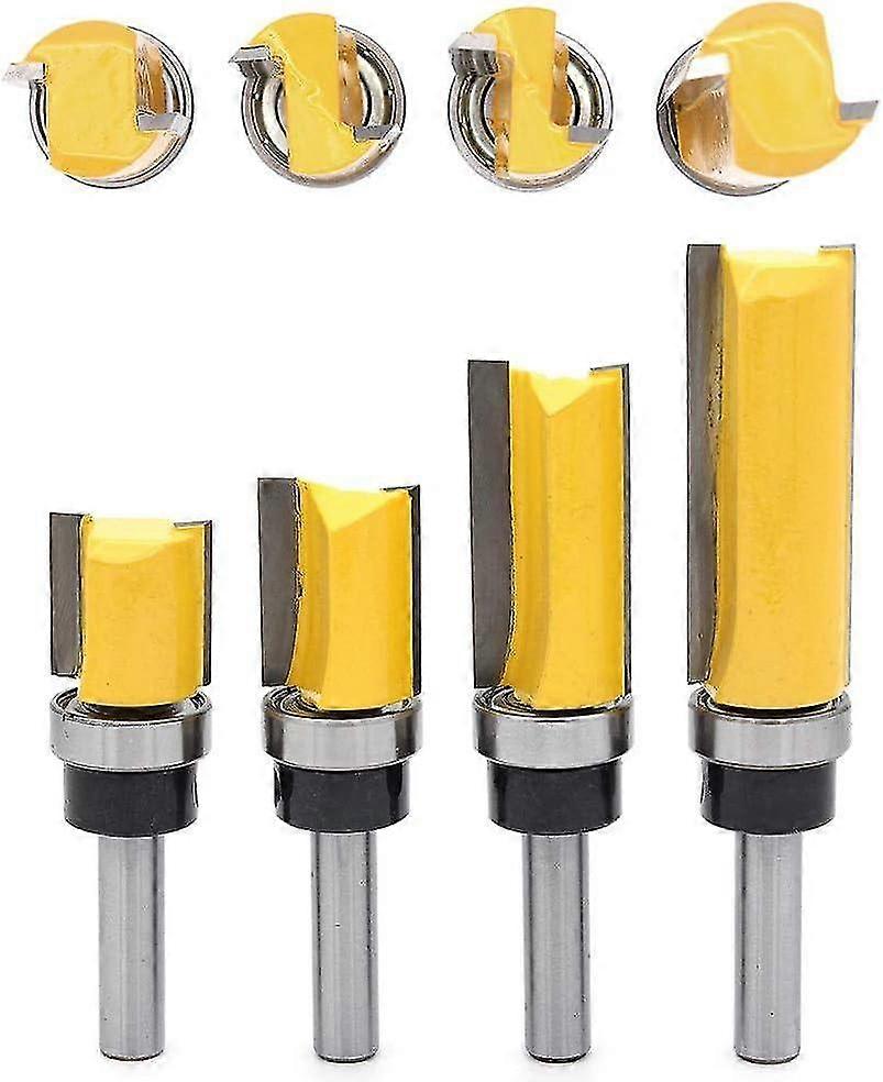 4Pcs Finishing Pattern Pattern Router Bit Set 8mm Shank Flush Trim Bit Woodworking Milling Cutter