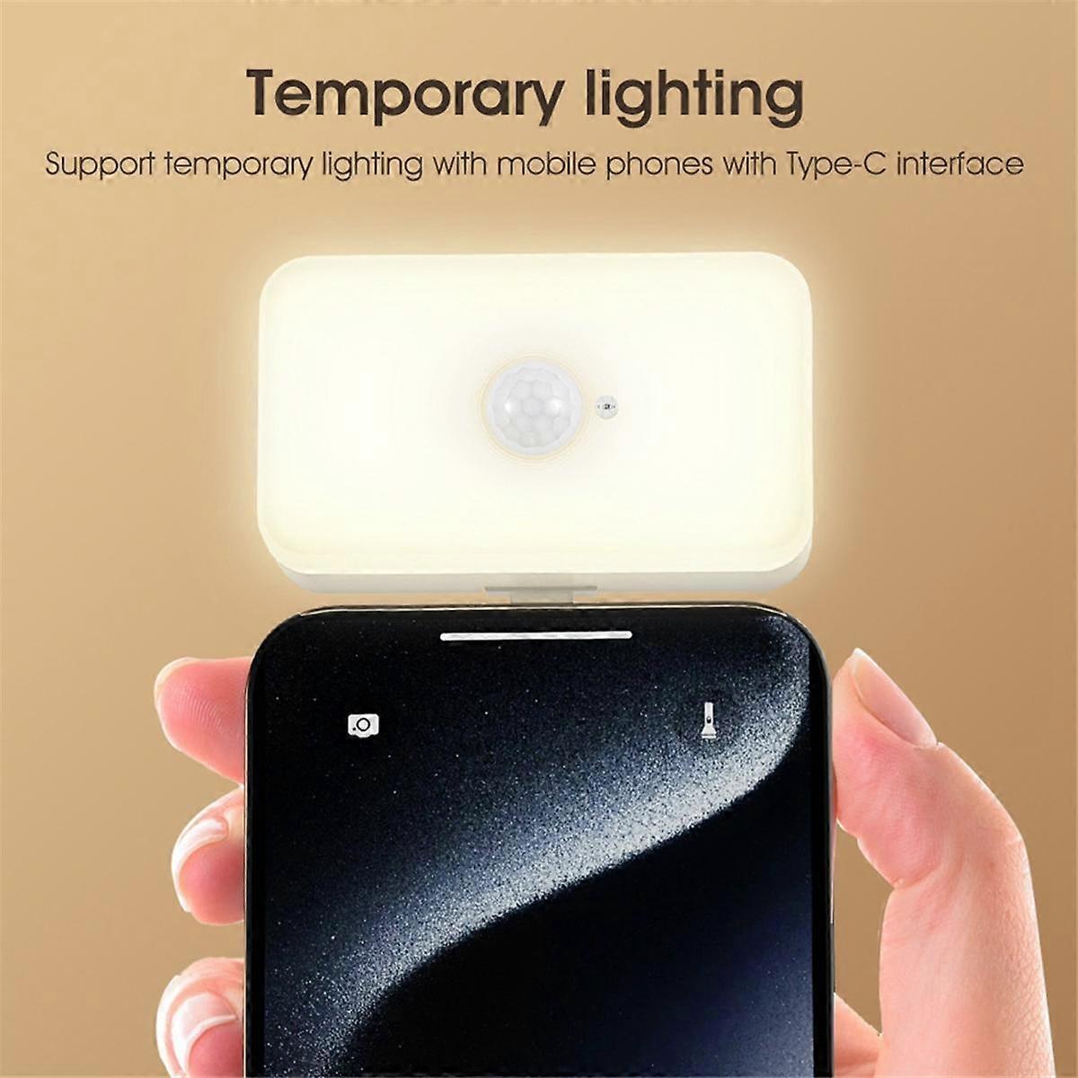 PIR Night Light Intelligent Human Body Sensor Lamp Home Aisle Cabinet Bedroom Typec Plug-in LED Bed