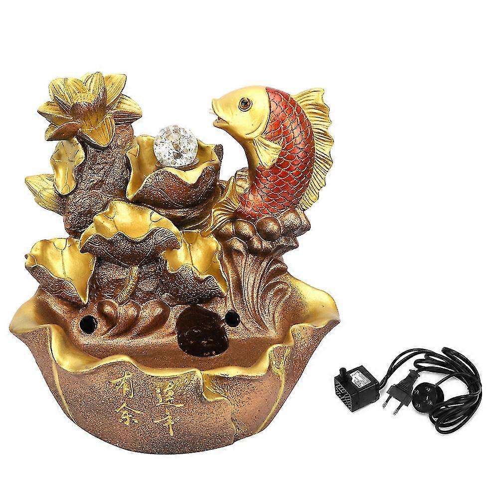 Resin Mini Fish Tank Desktop Fountain for Home Decoration and Gifts 220V EU Plug