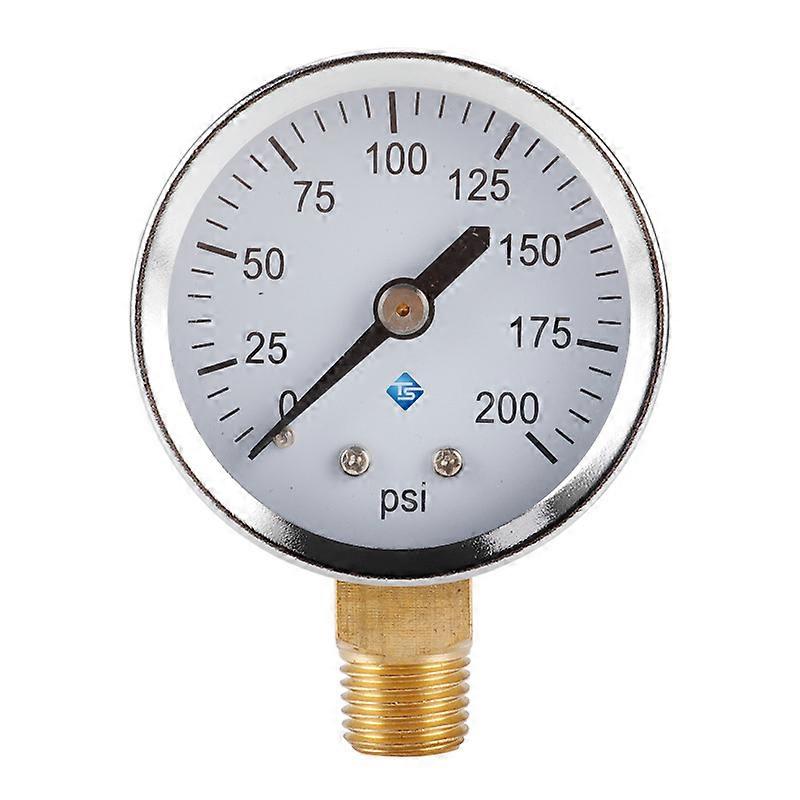 Manometer, 0-200 PSI, hus i rustfrit jern, 1/4" NPT bundmontering, lufttrykmåler Vandtrykmåler Hydraulisk manometer Olietryk