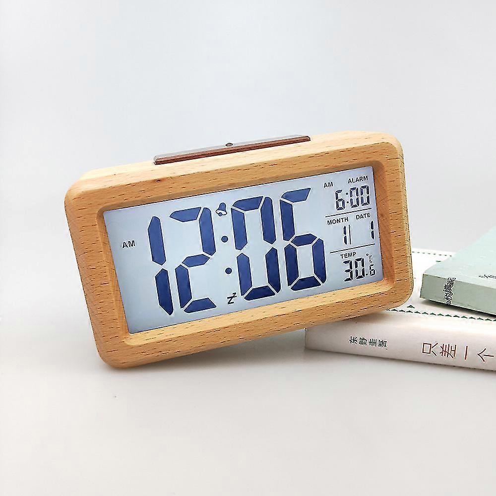 Digital Alarm Clock Battery Operate LCD with Snooze Function Bedside Temperature