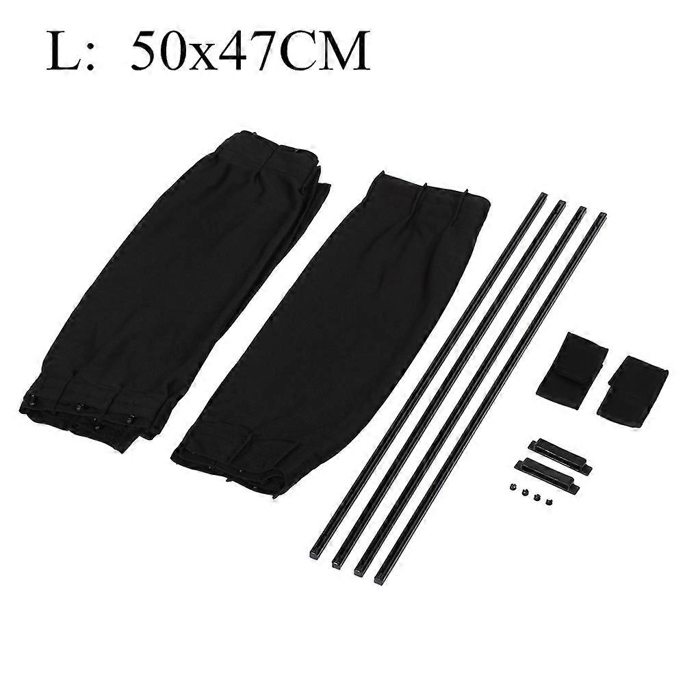 2 x 50L/50S Stretchable Plastic Rail Car Side Window Sunshade Curtain Auto Window Sun Visor With Elastic Cord - Black/Beige/Gray