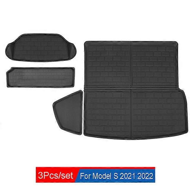 Floor Mats For Tesla Model S 2021 2022 2023 3D All Weather Anti-Skid Floor Liner odorless XPE Carpet Waterproof Frunk Trunk Pad