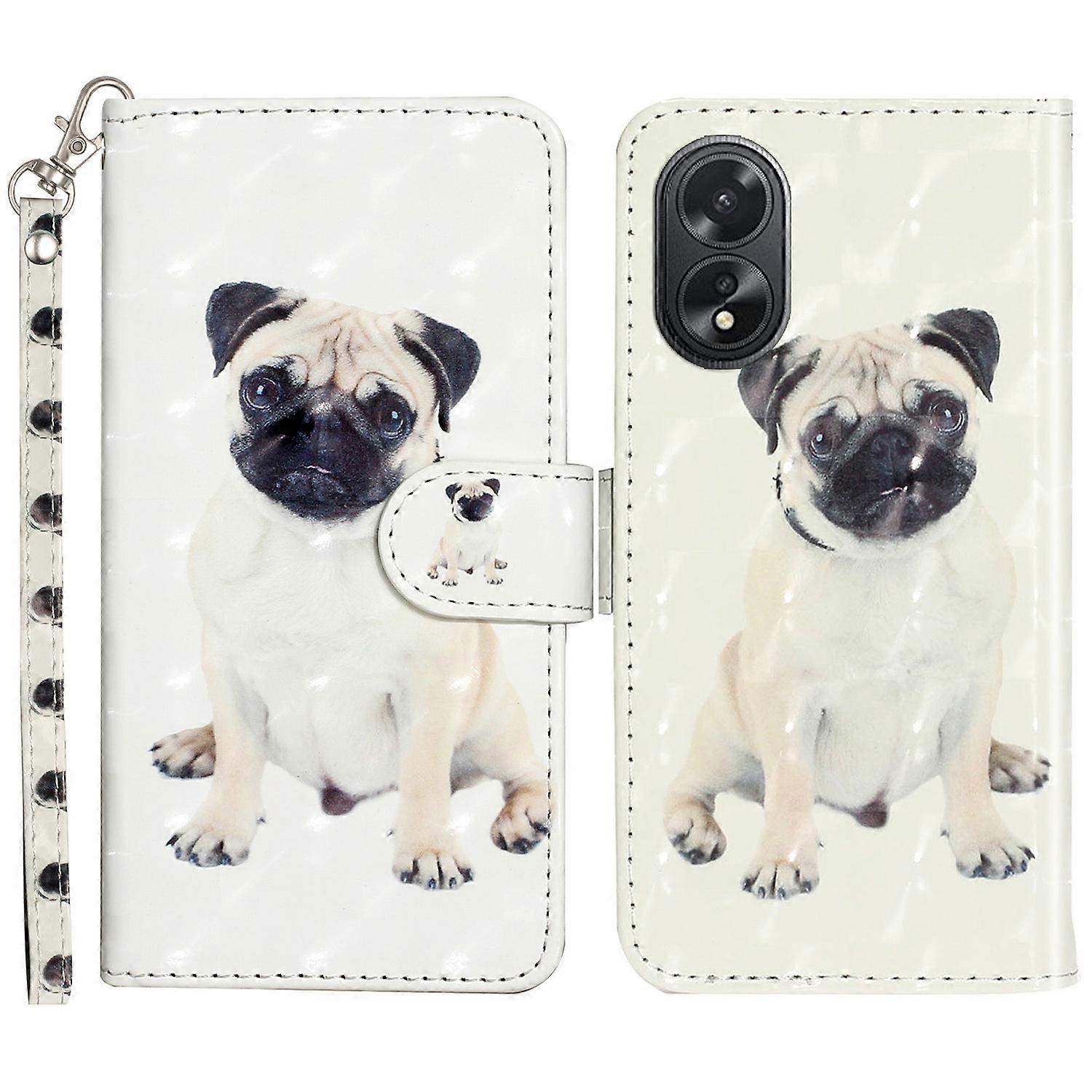 3D Pattern Print Leather Phone Case For Oppo A38 4G / A18 4G, Wallet Cover