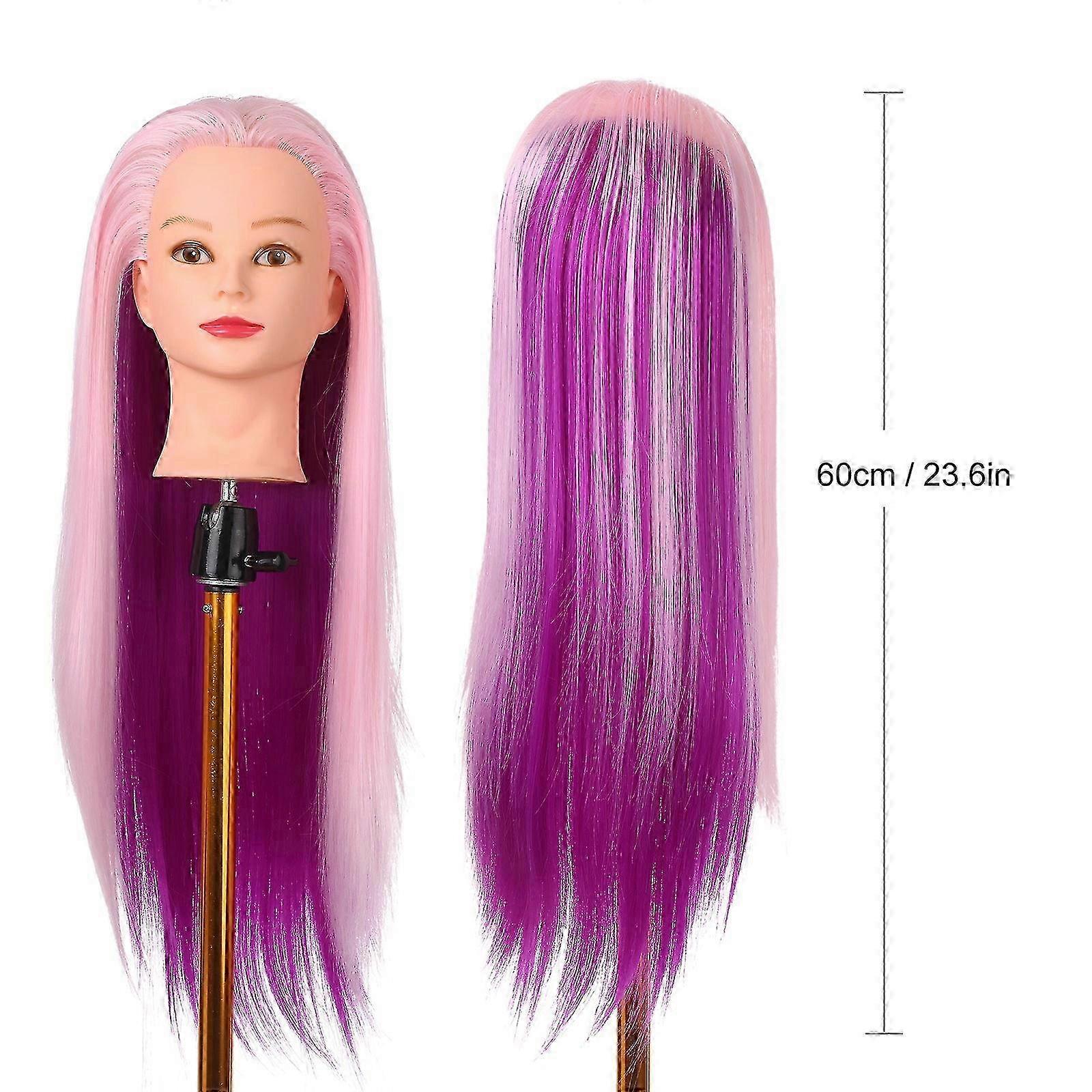 Tête De Mannequin Coiffure 17x17x28cm - Pour S'entraîner à Couper, Tresser, Pratiquer (cheveux Synthétiques)