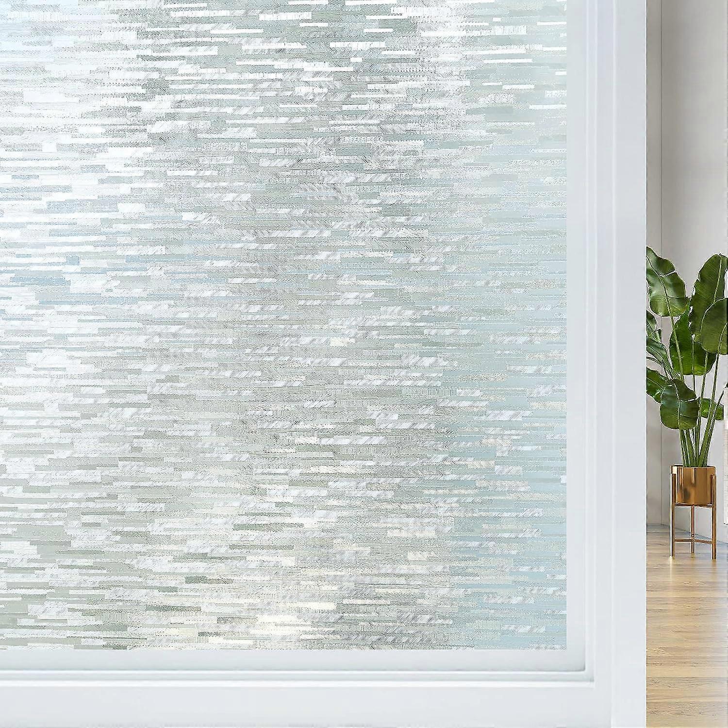 Frosted Privacy Window Film Non Adhesive UV Blocking Removable Glass Covering Opaque Window Sticker Self Static Cling Vinyl Glass Film , 44.5 x 200CM