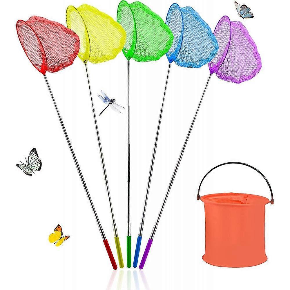 Fishing Nets For Kids And Foldable Bucket Set Colorful Telescopic Butterfly Net Extendable Fishing Nets For Beach Catching Insects ODP