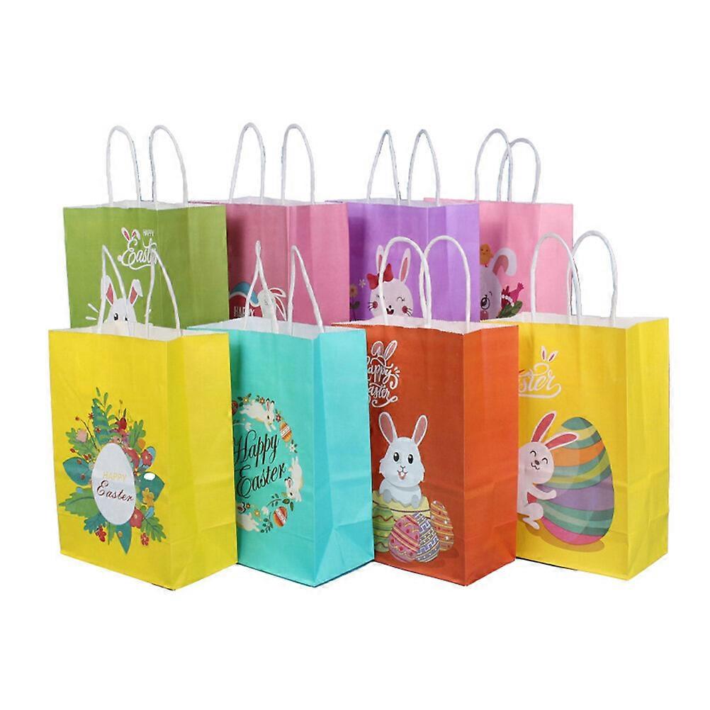 8Pcs Easter Bunny Paper Hand-held Gift Bag for Shop Gift Wrapping Using