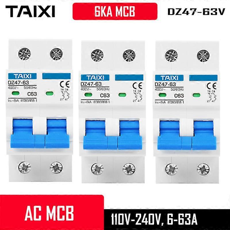 Interruttore automatico di tipo CA 2P MCB 6A 16A 20A 25A 32A Protettore di corrente 230V 400V Tensione Potenza di cortocircuito