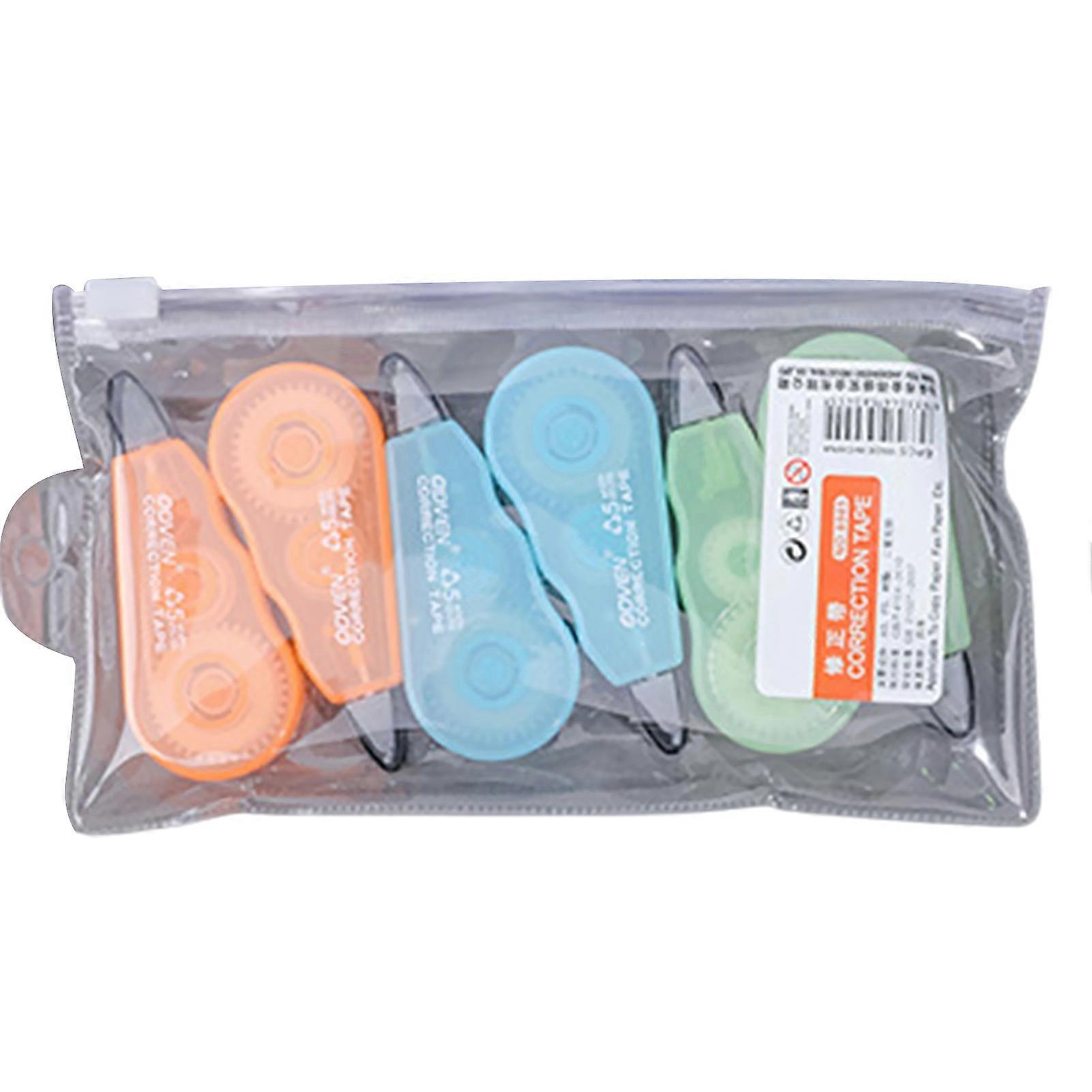 6Pcs/Set Correction Tape Soft Grip Smooth Operation Plastic Cream Color Glue Roller School Supplies