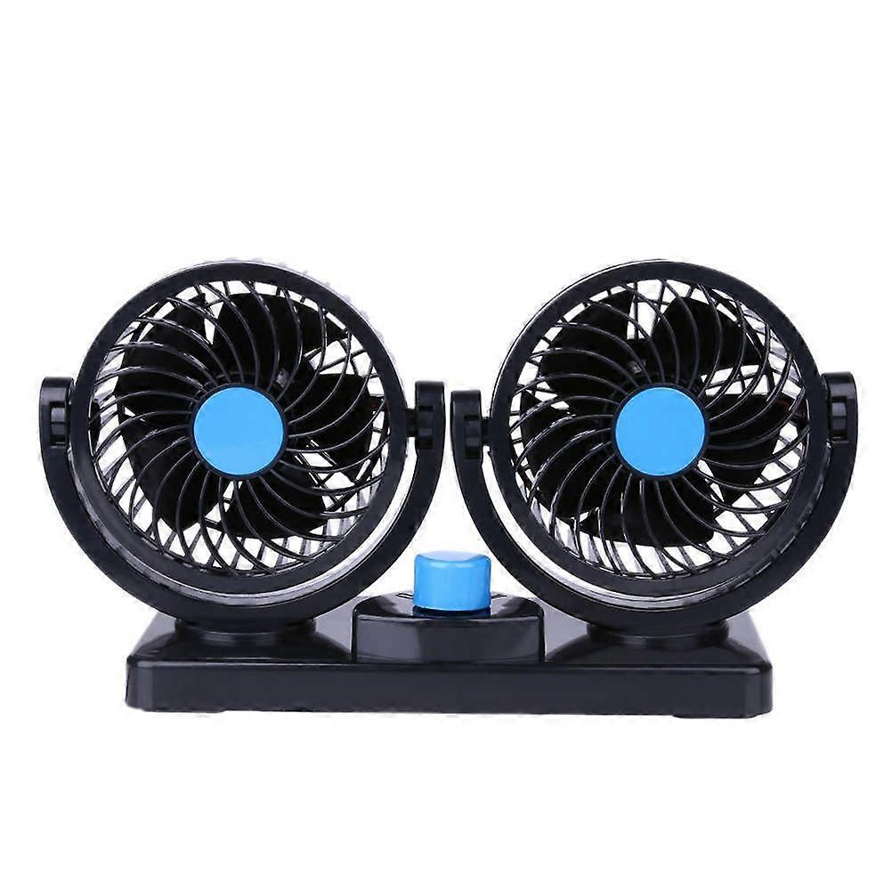 12V Mini Electric Car Cooling Fan 360 Degree Rotating Dual Head Car Auto Cooling Air Fan Adjustable Low Noise Summer Car Fan Air Conditioner (Random C
