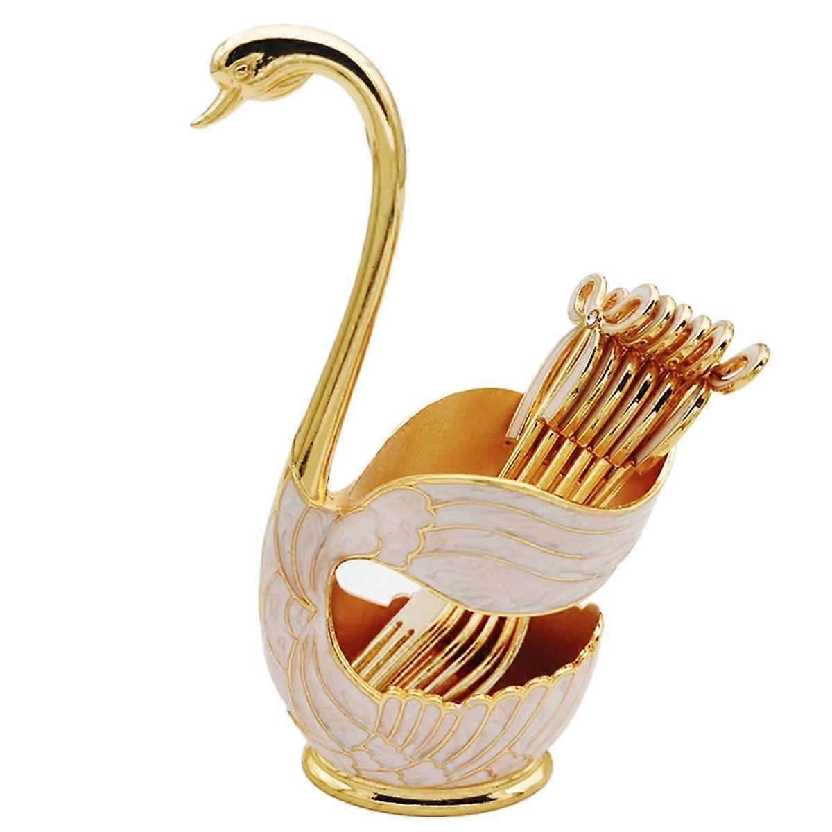 Swan Style Coffee Dessert Spoon Set-European Fruit Scoop Holder & Decorative Tableware for Sophisti