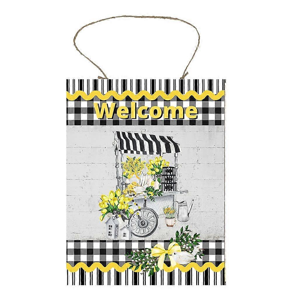 Welcome Lemon Cart Wood Sign