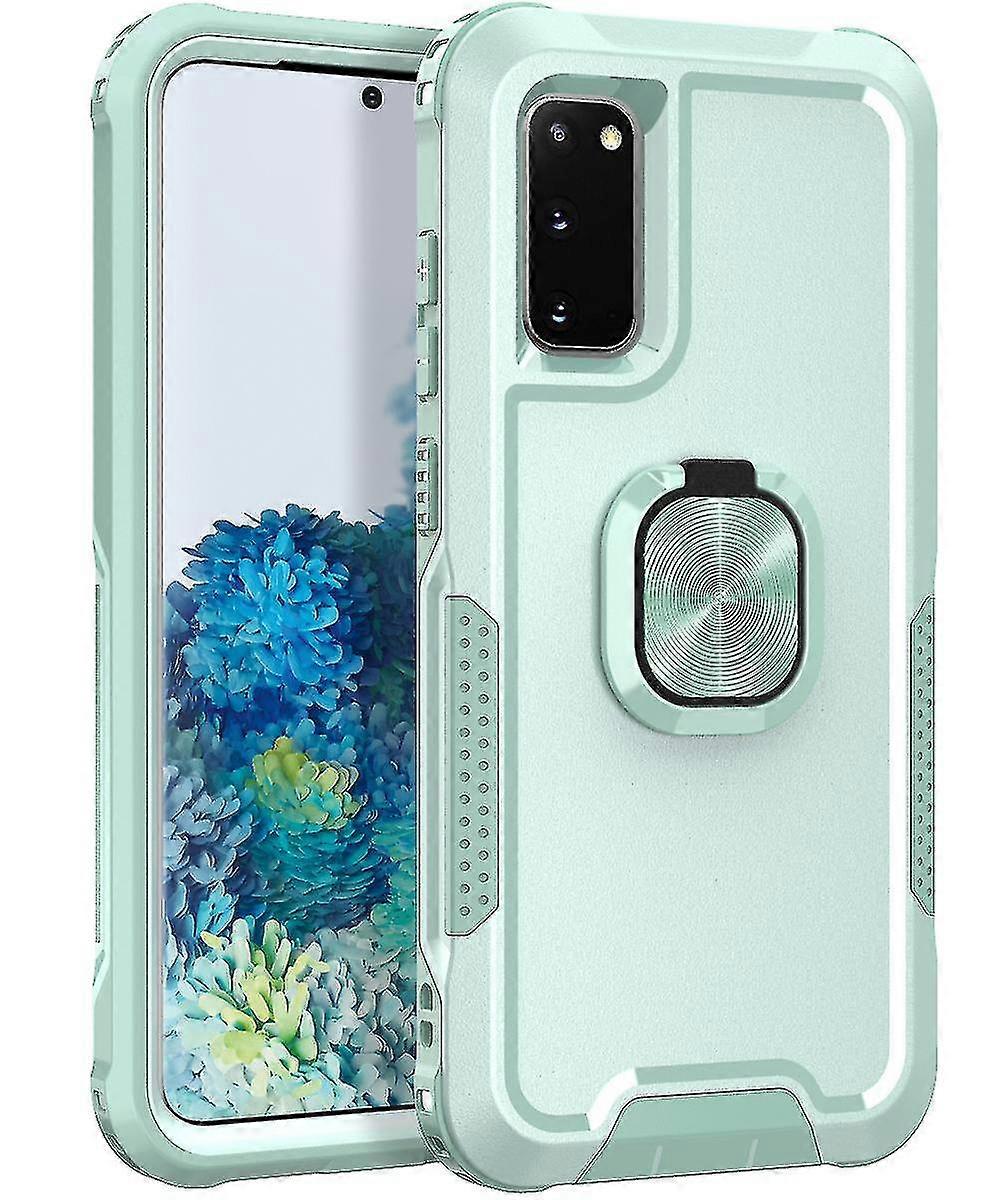 دعم حالة الشحن اللاسلكي لسامسونج S20 6.2 بوصة ، مضادة لبصمات الأصابع ، شعور باللمس الجلد ، حماية من السقوط ، غطاء حامل دائري