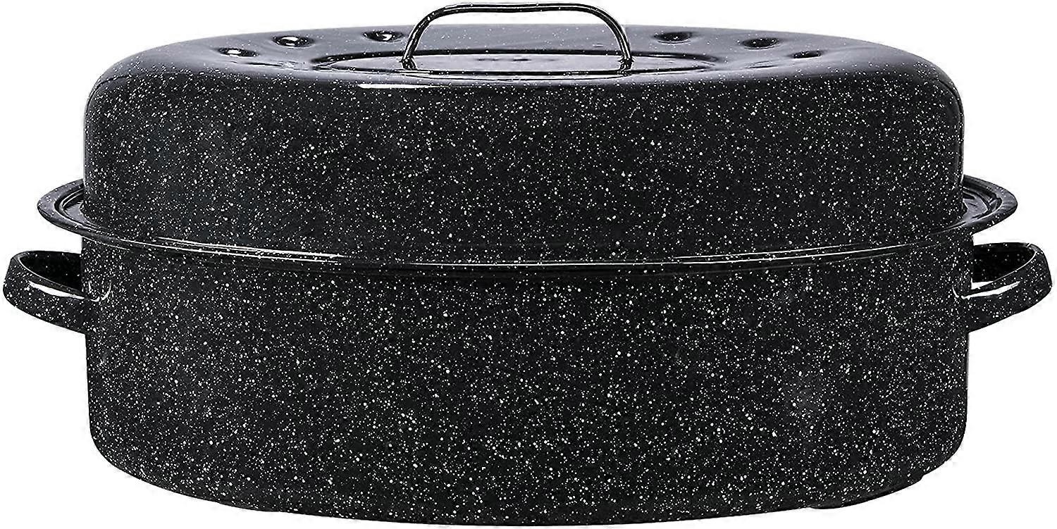 19 polegadas Esmalte em Aço de Granito 18 pol. Torrador Oval Coberto, 15 lb. Capacidade