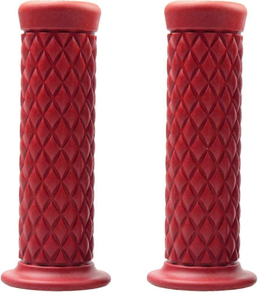 2 PCS Motorcycle Hand Grips, Non Slip Rubber Bar for 22mm/24mm Handles, Vintage Motorbike Thruster Grip, Handlebar for Hand ComfortWine-Red)
