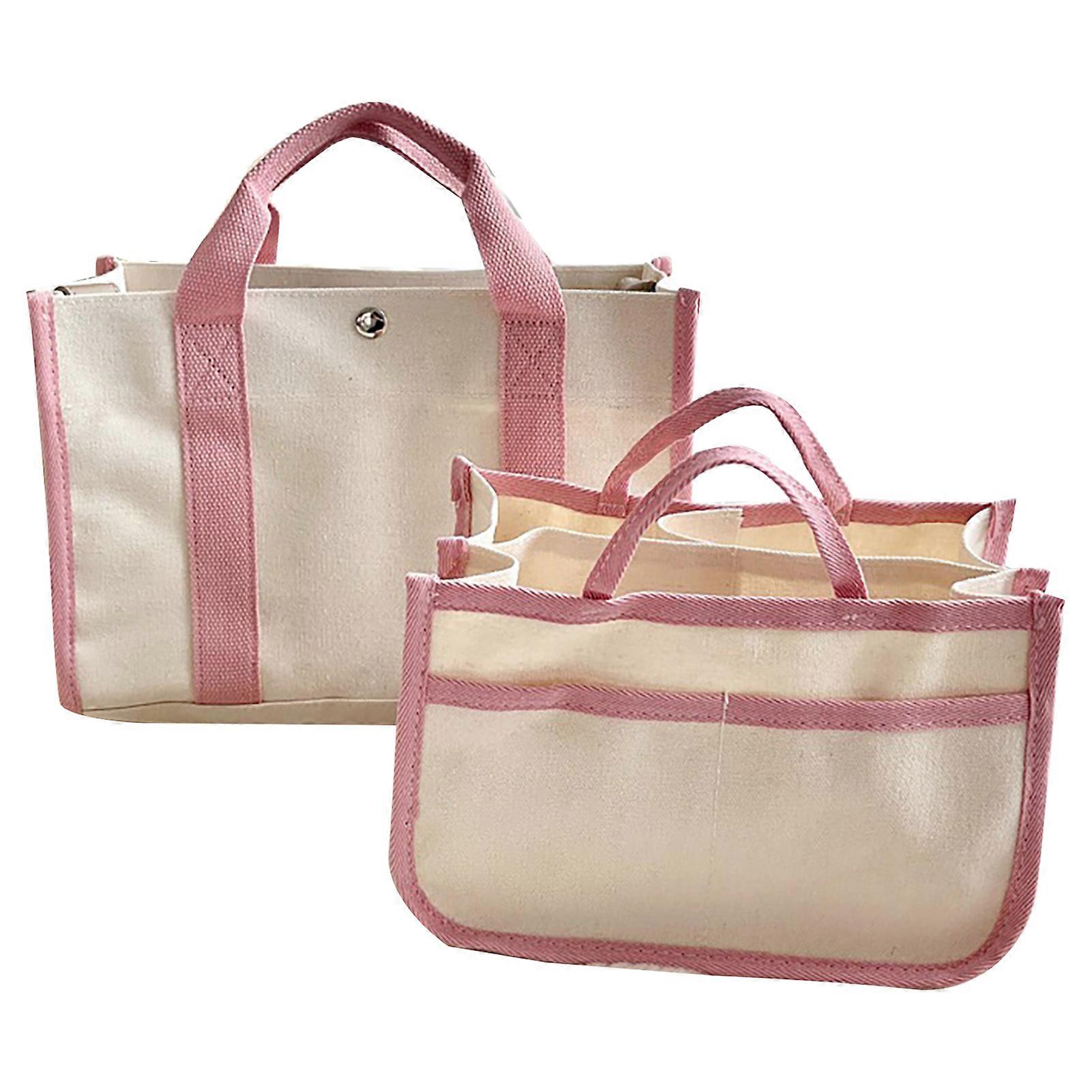 2Pcs/Set Large Canvas Tote Bag for Women Large-capacity Multifunctional Mother And Baby Bag Compartments Canvas Tote Bag Multiple Pockets Handbag
