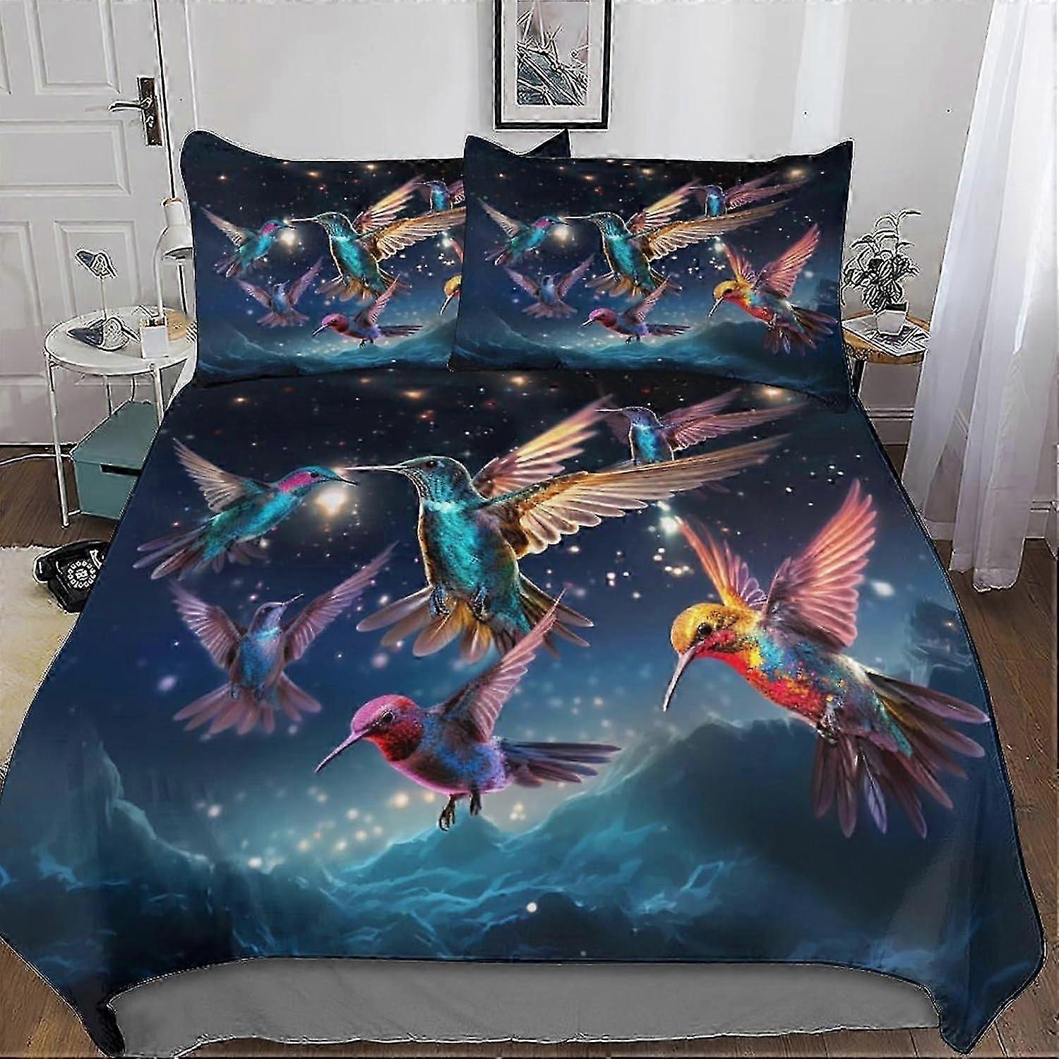 J3574 Bed Sheets Cute Bird Duvet Cover Set with Pillowcases Printed Bedding Set with Zipper Closure Comforter Cover 3 Pieces Hypoallergenic Soft Micro