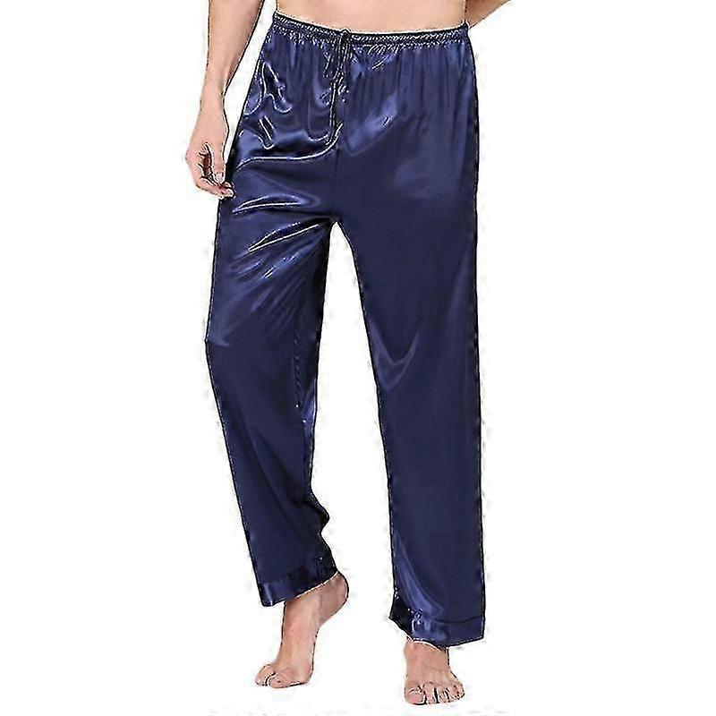 Män Siden Satin Lång Pyjamas Byxor Bottnar Dragsko Pyjamas Sovande Nattkläder Byxor Tw