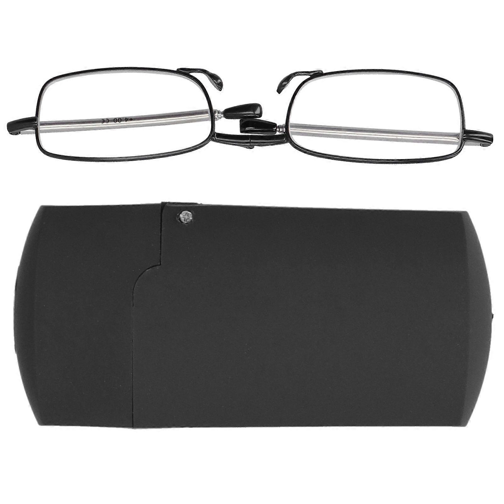 Foldable Blue Light Blocking Reading Glasses Presbyopic Glasses for Elderly Reading(+100 Square Frame Black)