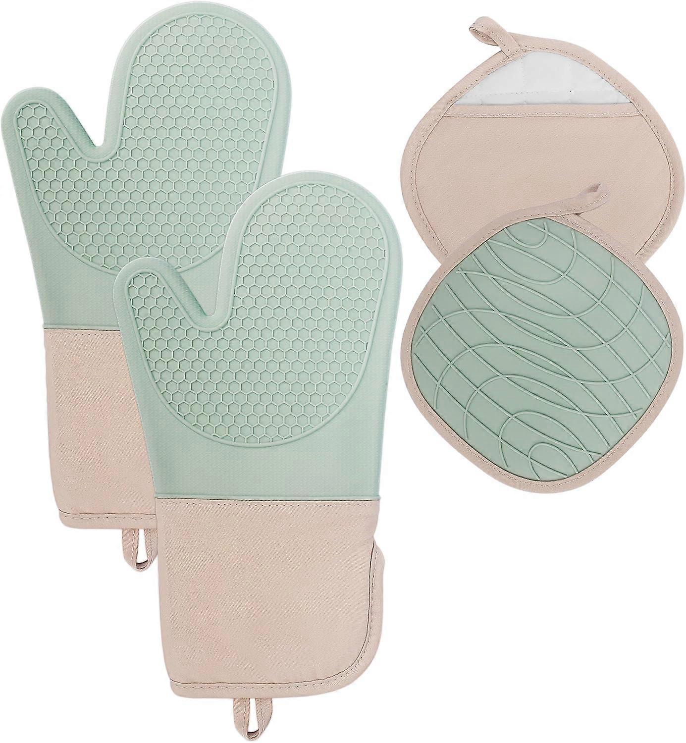 Heat Resistant Oven Mitts, Silicone Material, Non-Slip Design for Cooking