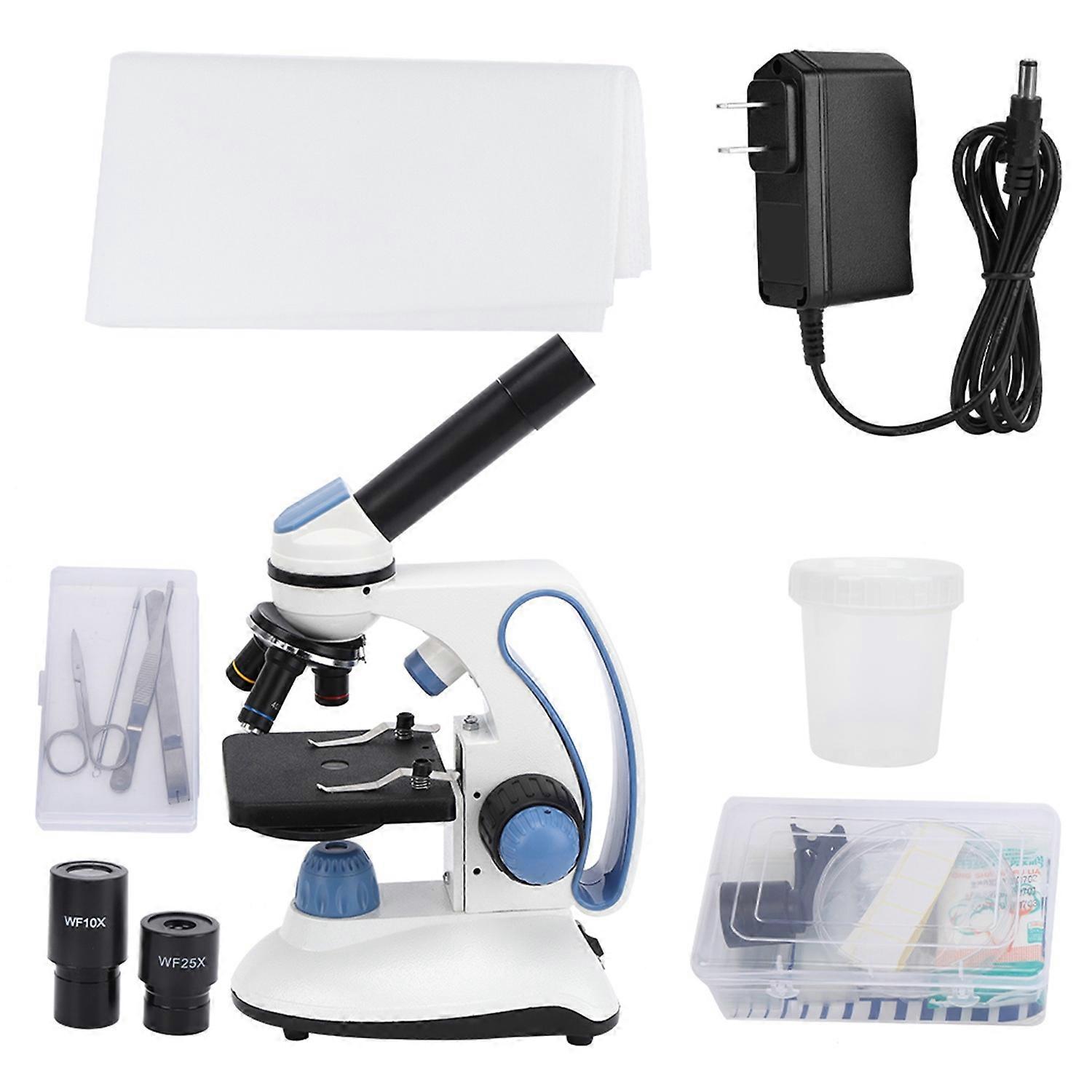 113RT 1000X Microscope Student Monocular Microscope Wide Angle Eyepiece High DefinitionUS Plug 100-2
