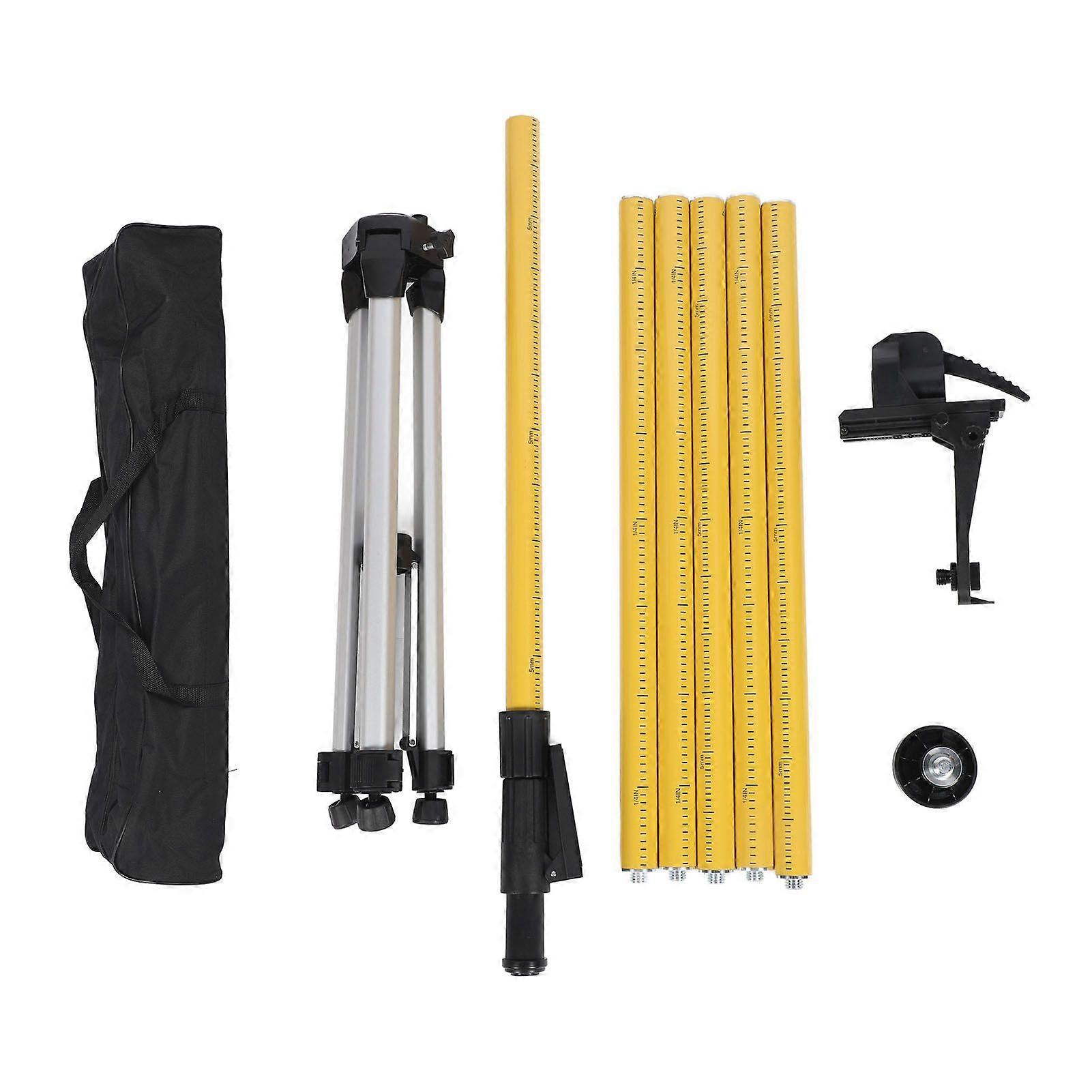 Level Pole Set 4.2m Aluminum Alloy Telescoping Level Support Rod with Tripod and Stabilizer