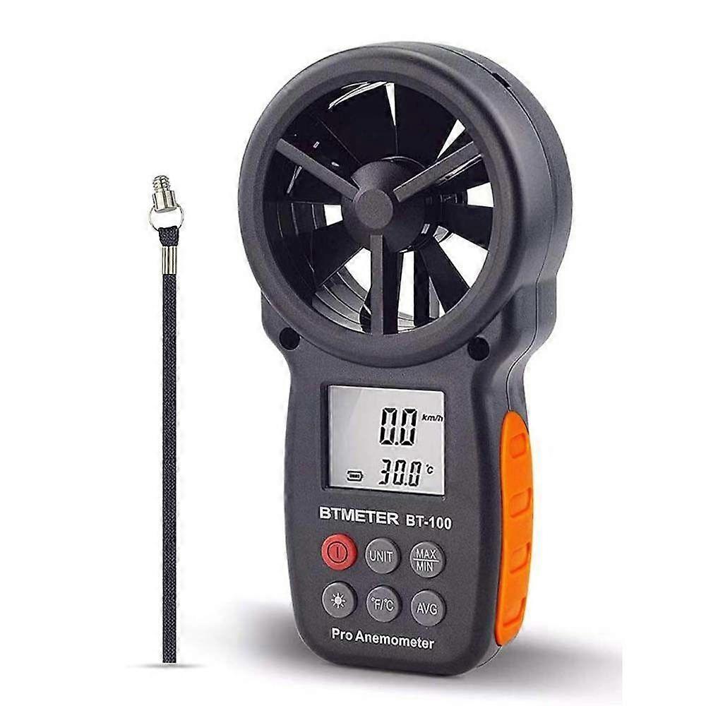 Digital Anemometer Handheld Wind Speed Meter BT-100 for Measuring Wind Speed, Temperature and Wind Chill with Backlight LCD