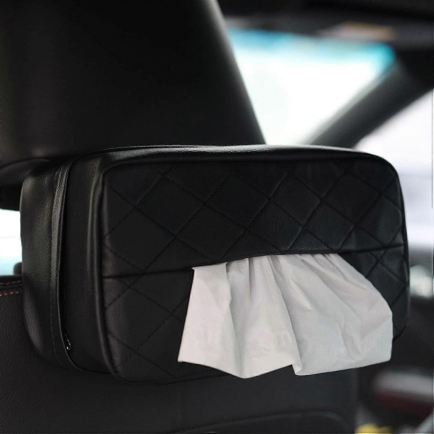 Car Standard Tissue Holder,Tissues Box Cover for Car, Car Backseat Extra Large Tissue Organization fit for 120 Tissues per Box on Daily Use (Black)