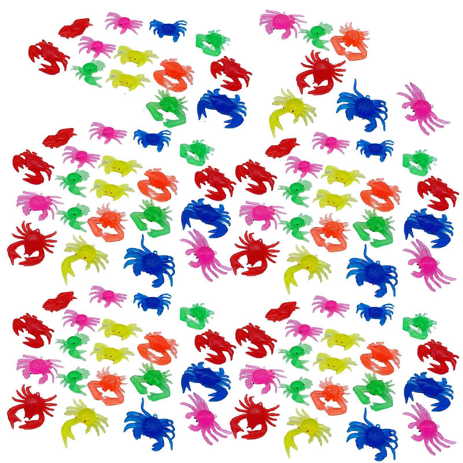 100pcs Miniature Crabs Toy Rubber Marine Fish Model Figure for School Classroom Educational Tool and Theme Event Props