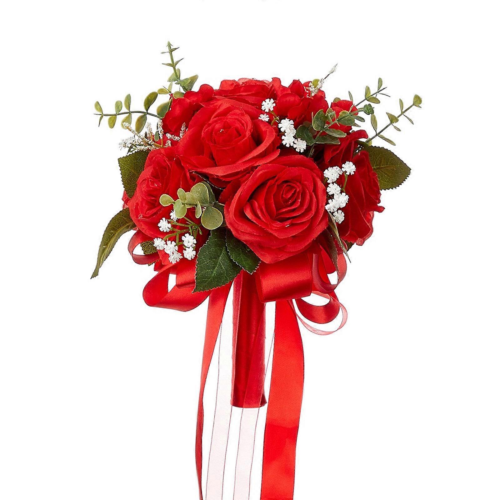 باقات الزفاف باقات العروس الاصطناعية لحفلات الزفاف سنتربيس ، حفل ، ذكرى سنوية ، دعائم التصوير الأحمر