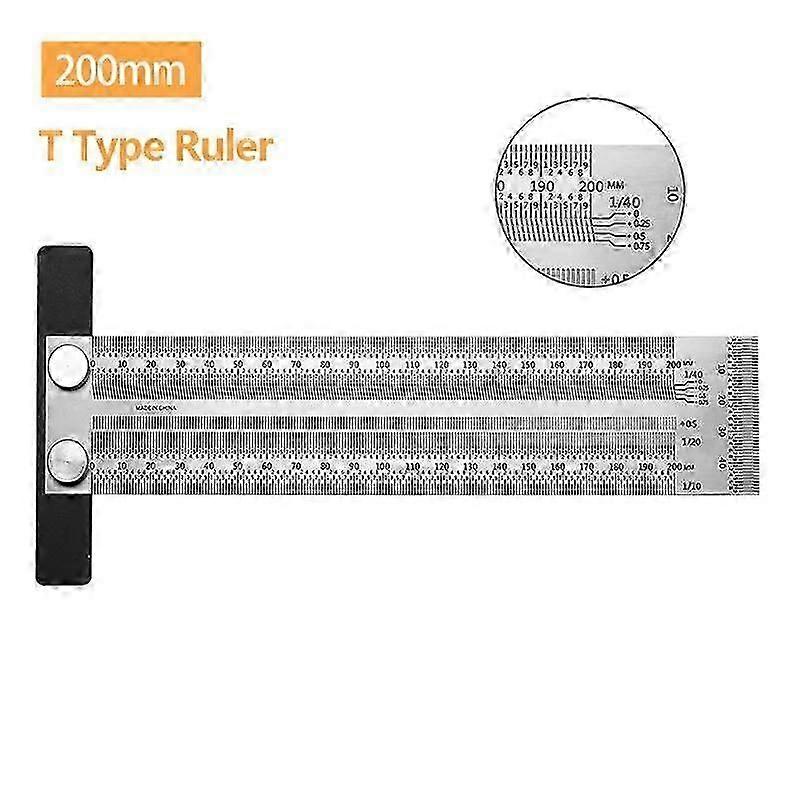 High-Precision T-Type Hole Ruler Stainless Scale Ruler Gauging Tool 20CM