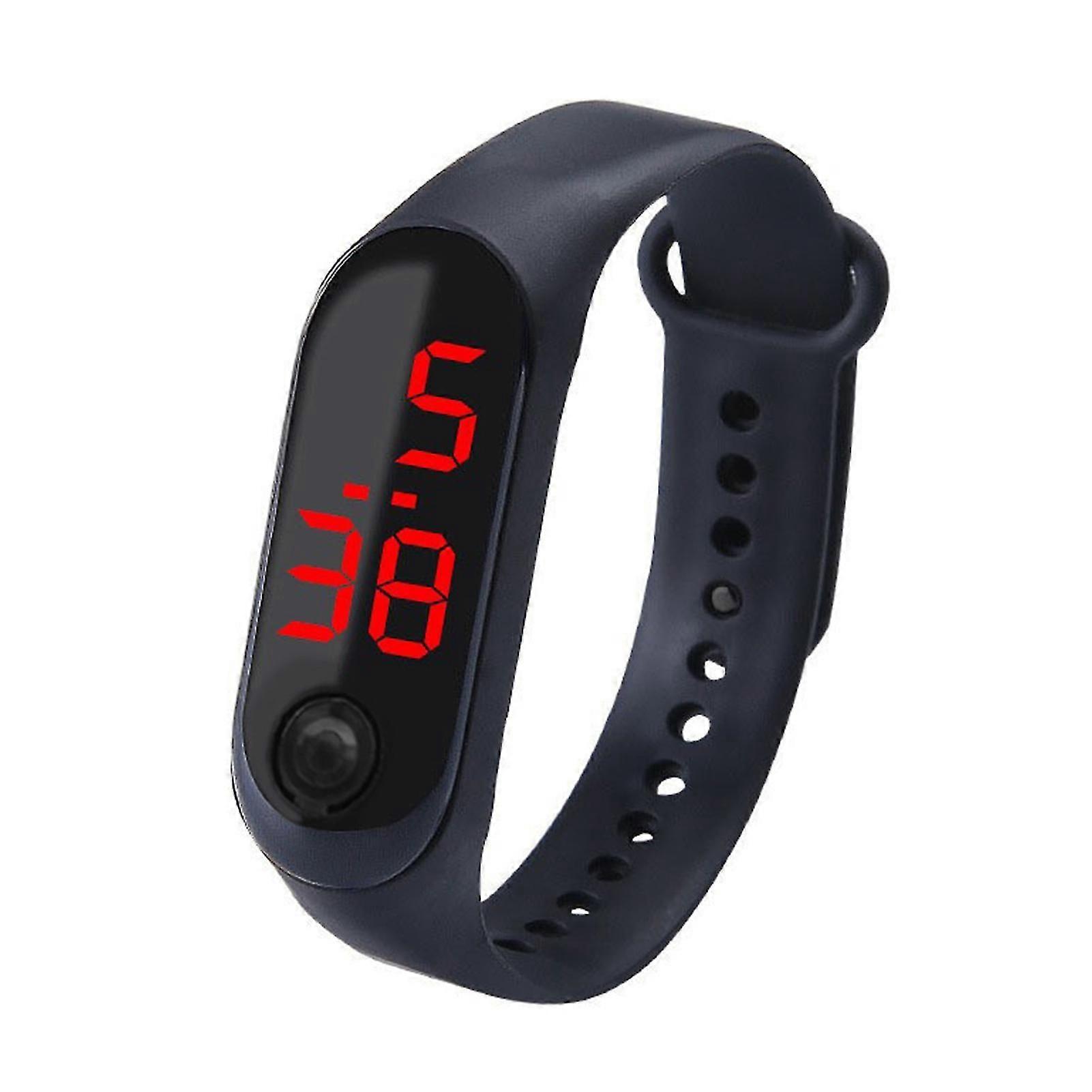 Adjustable Strap Button Control LED Display Electronic Digital Watch Bracelet