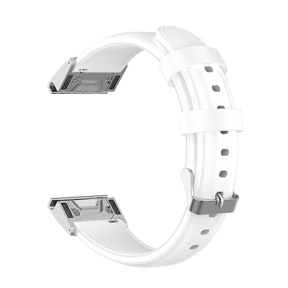 För Garmin Fenix ​​6 / Fenix ​​7 Snabbkoppling Oljevax Kalvskinnsläder Klockarmband (Vit