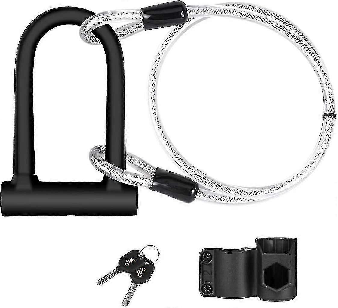 Bike Lock U Shaped With Flex Steel Cable And Mounting Bracket