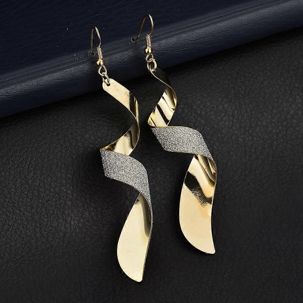 Frosted Long Twisted Hoop 3D Earrings